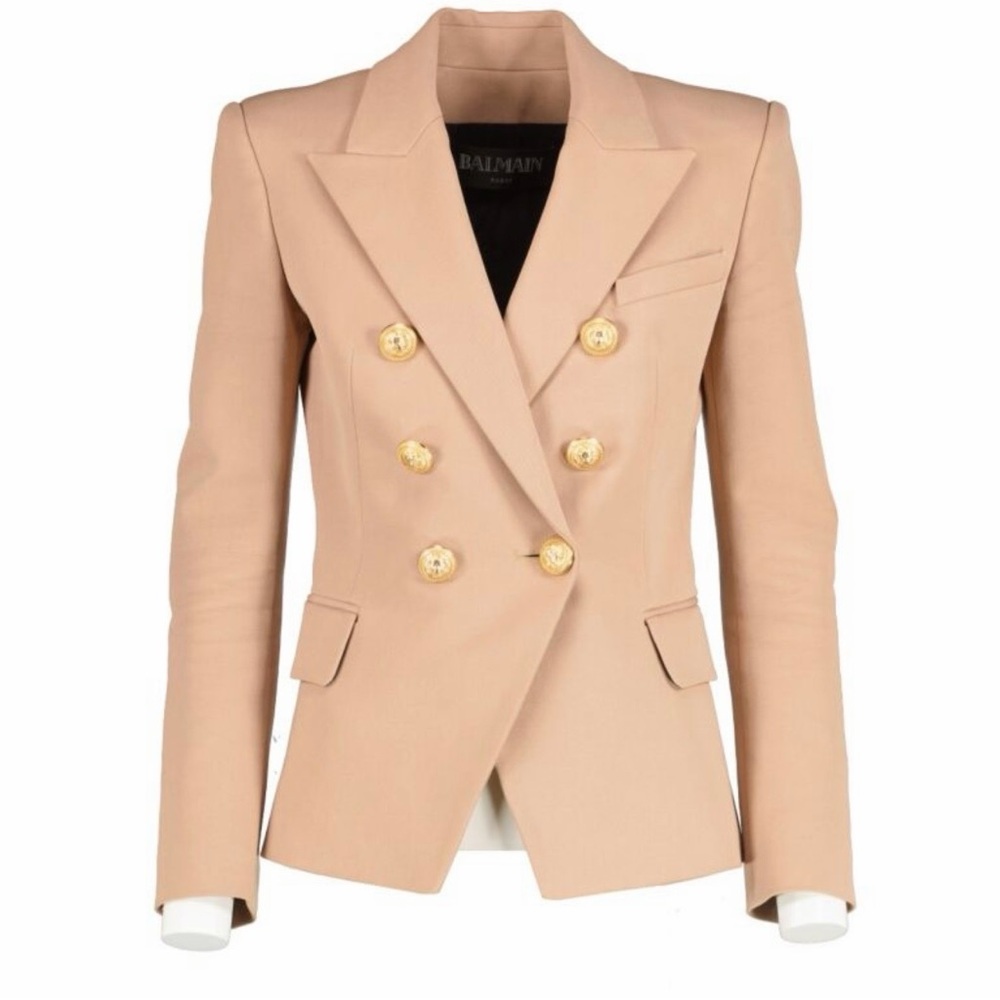 Balmain Women's Beige Blazer with Gold Buttons